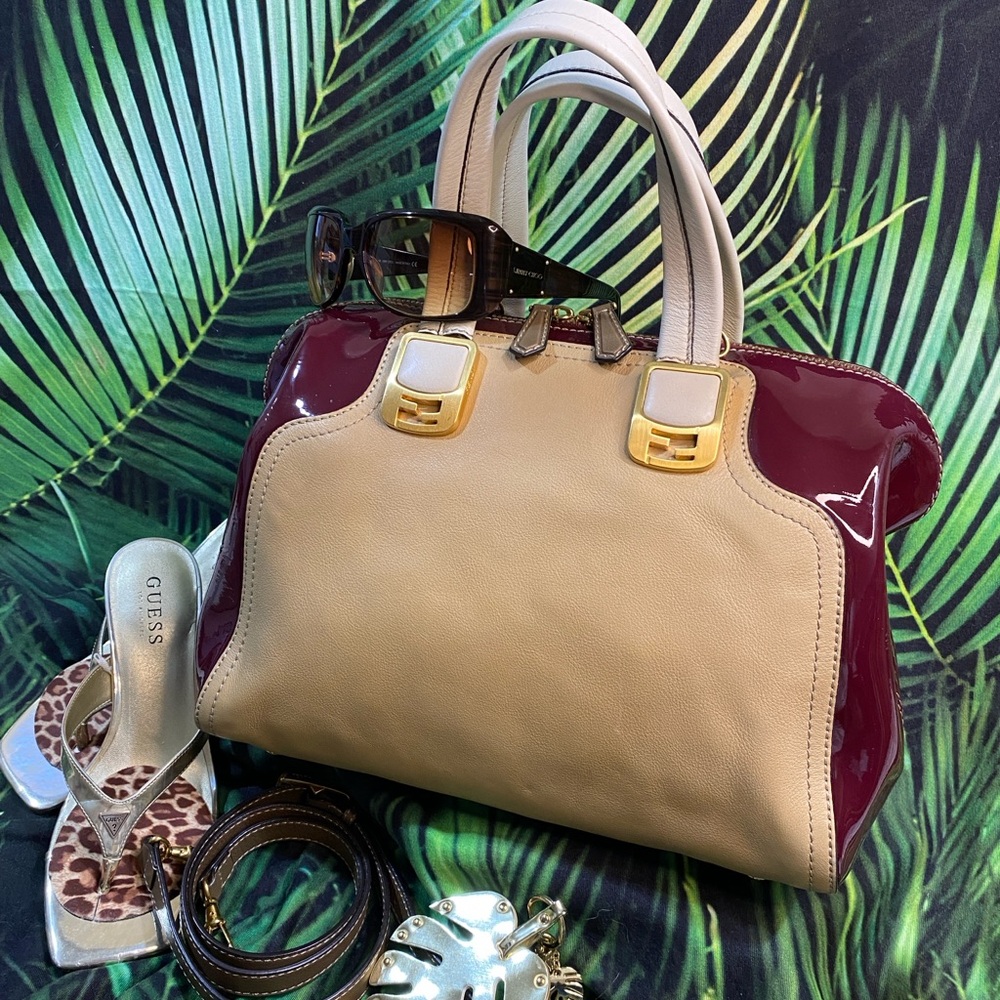 Vintage Fendi chameleon patent bi-color bag